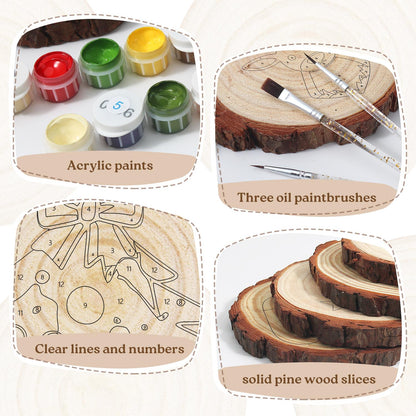 Bow-Topped Tree on a Gift Box paint by numbers wood slice – image 19
