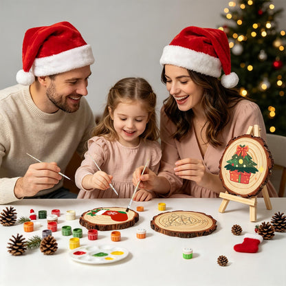 Bow-Topped Tree on a Gift Box paint by numbers wood slice – image 24