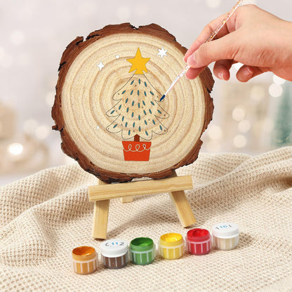 Potted Navy Tree with Gold Star paint by numbers wood slice – image 6