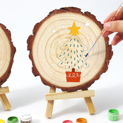 Potted Navy Tree with Gold Star paint by numbers wood slice – image 14