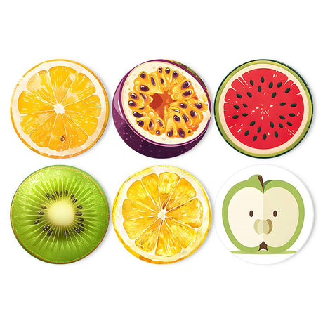 Passion Fruit and Citrus Halves paint by numbers placemat set – Realistic fruit cross-sections: orange, passion fruit, watermelon, kiwi, lemon and green apple