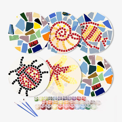 Mosaic Fish and Spiral Shell paint by numbers placemat set – image 2