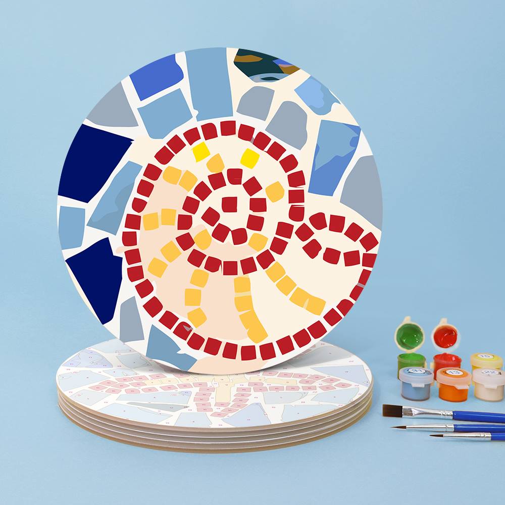 Mosaic Fish and Spiral Shell paint by numbers placemat set – image 3