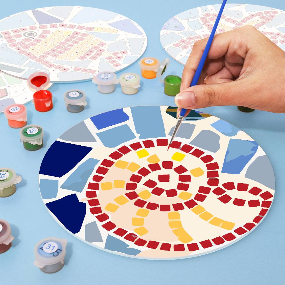 Mosaic Fish and Spiral Shell paint by numbers placemat set – image 4
