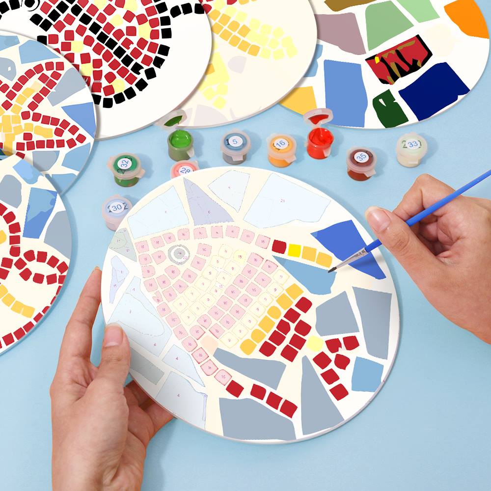 Mosaic Fish and Spiral Shell paint by numbers placemat set – image 6