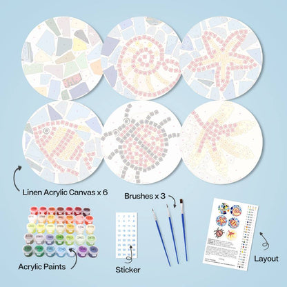Mosaic Fish and Spiral Shell paint by numbers placemat set – image 9