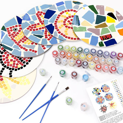 Mosaic Fish and Spiral Shell paint by numbers placemat set – image 10