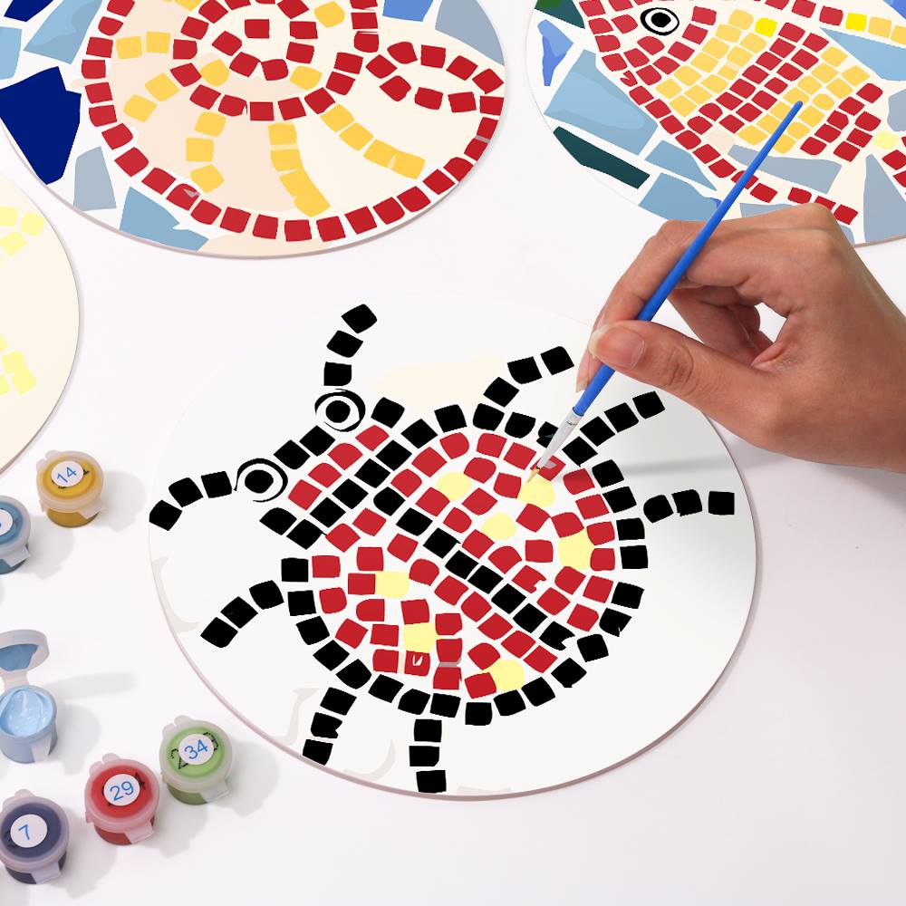 Mosaic Fish and Spiral Shell paint by numbers placemat set – image 11