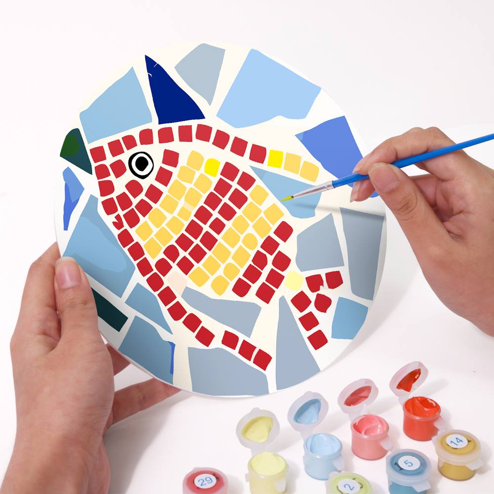 Mosaic Fish and Spiral Shell paint by numbers placemat set – image 12