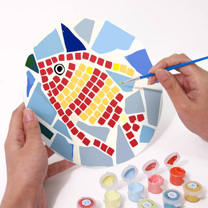Mosaic Fish and Spiral Shell paint by numbers placemat set – image 12