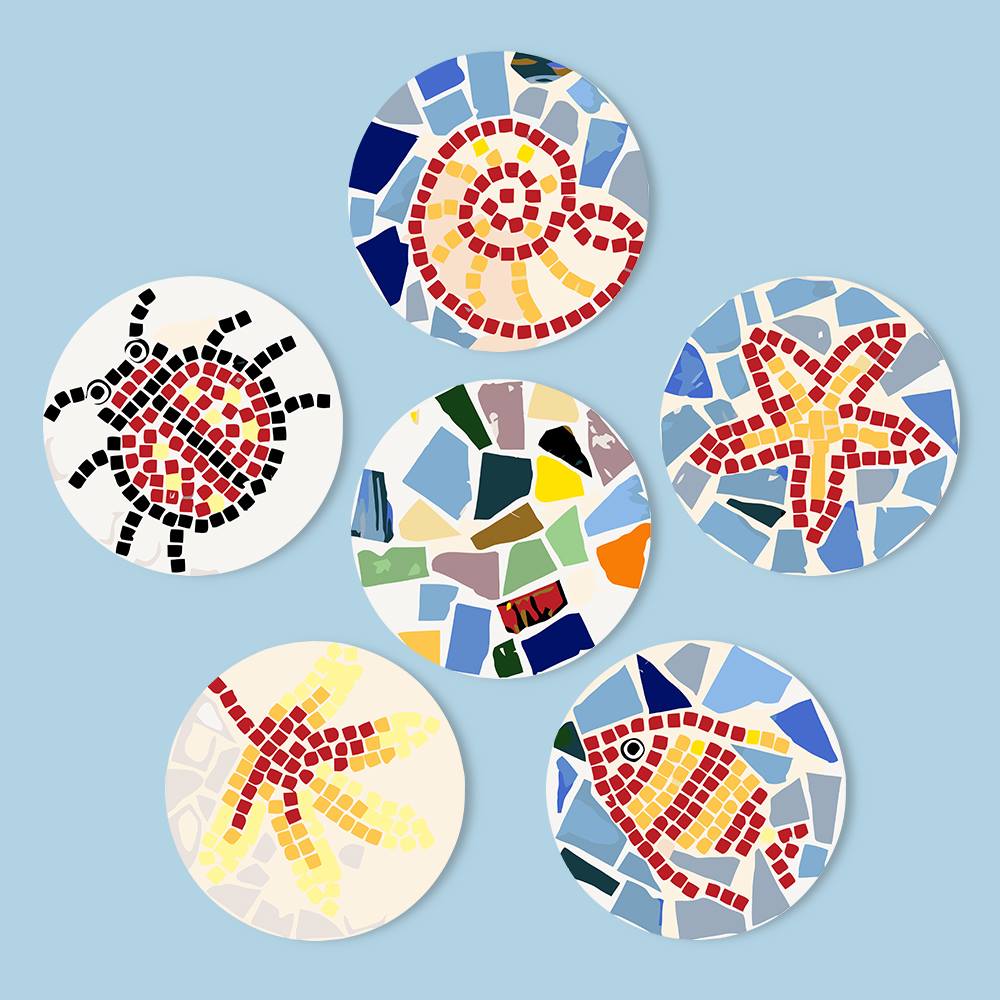 Mosaic Fish and Spiral Shell paint by numbers placemat set – image 15