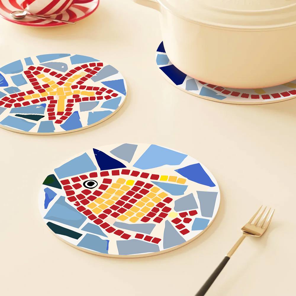 Mosaic Fish and Spiral Shell paint by numbers placemat set – image 16