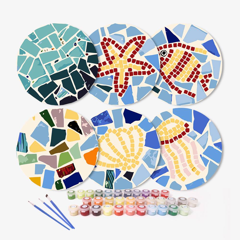 Starfish and Jellyfish Mosaic paint by numbers placemat set – image 2