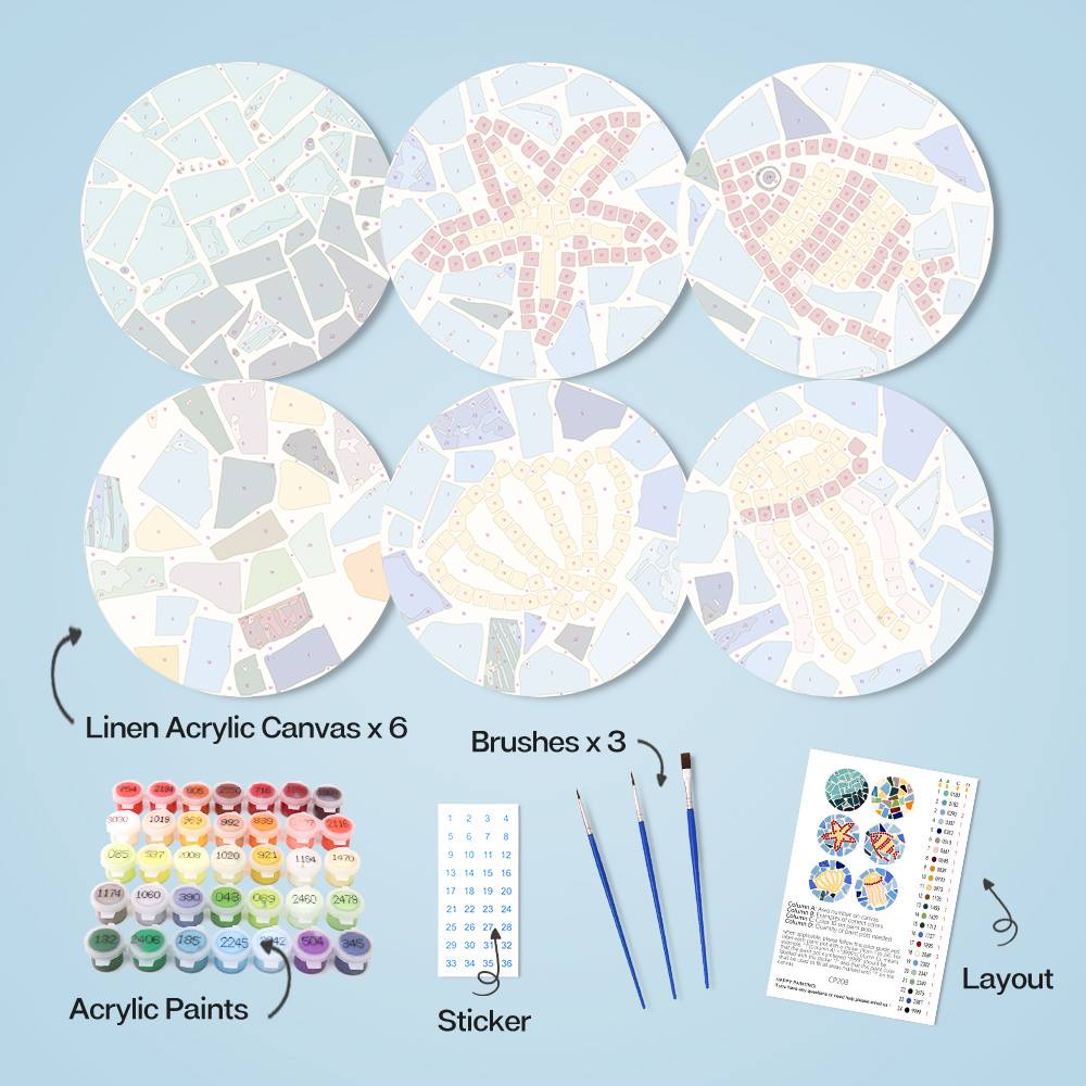 Starfish and Jellyfish Mosaic paint by numbers placemat set – image 9