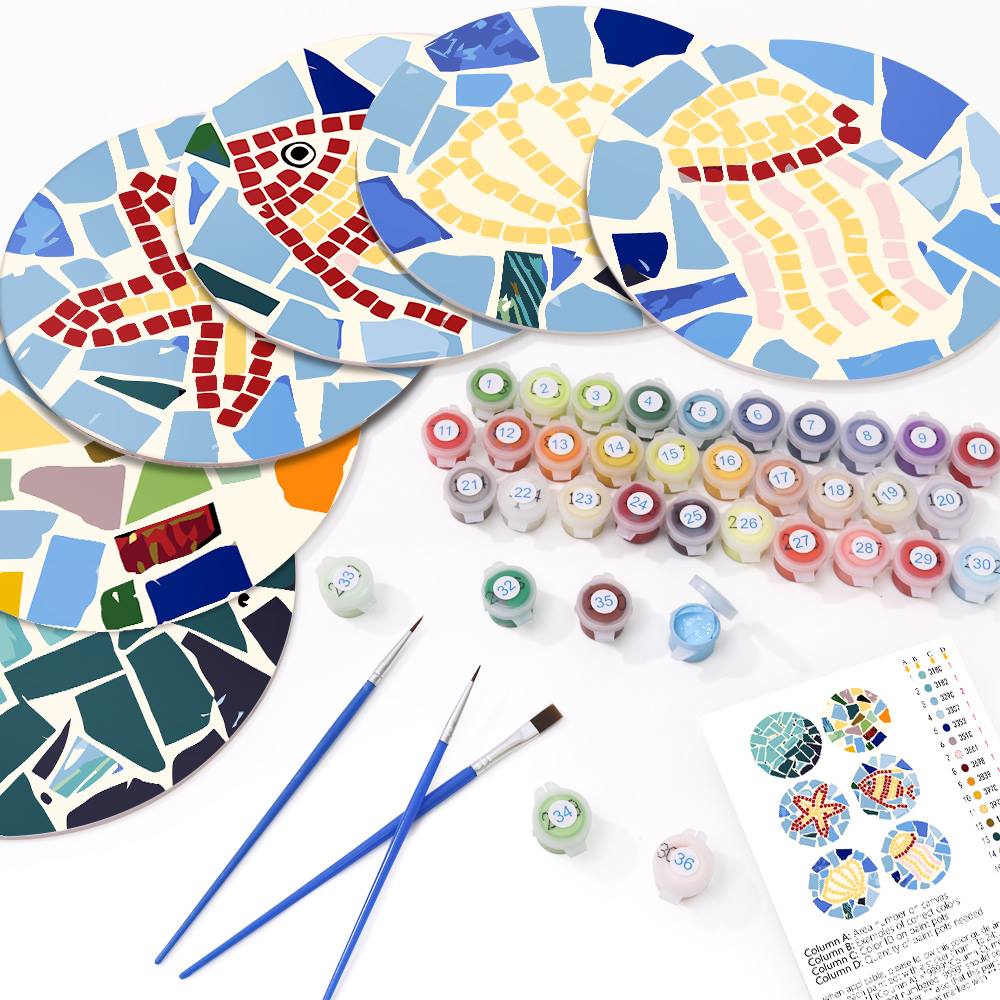 Starfish and Jellyfish Mosaic paint by numbers placemat set – image 10
