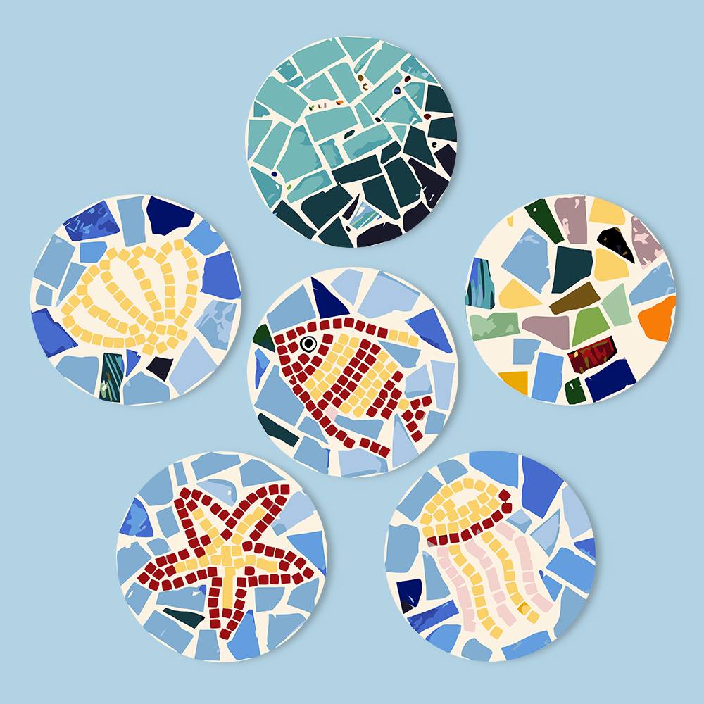 Starfish and Jellyfish Mosaic paint by numbers placemat set – image 15