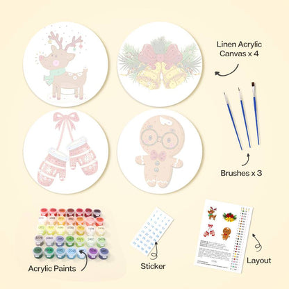 Cozy Mittens and Reindeer paint by numbers placemat set – image 2