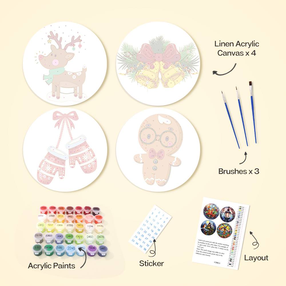 Cozy Mittens and Reindeer paint by numbers placemat set – image 10