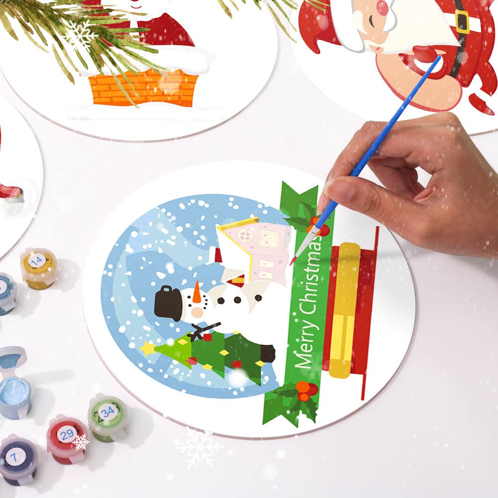 Jolly Santa and Snowman Globe paint by numbers placemat set – image 12