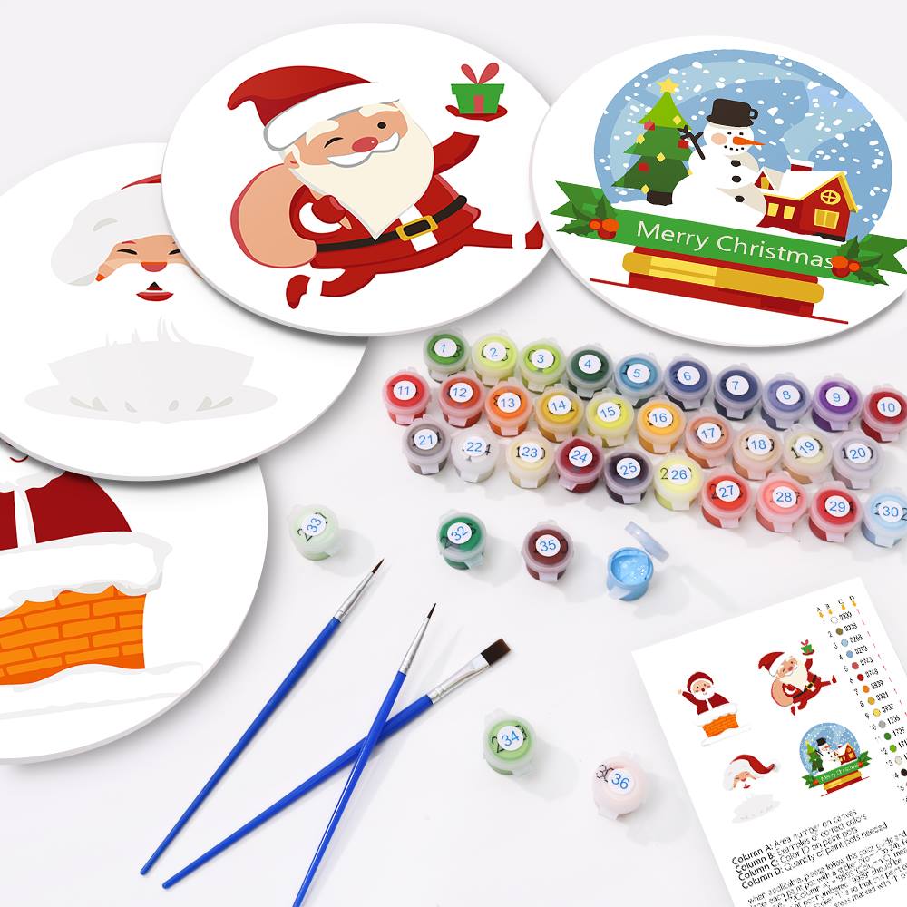 Jolly Santa and Snowman Globe paint by numbers placemat set – image 13