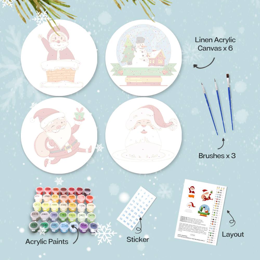 Jolly Santa and Snowman Globe paint by numbers placemat set – image 14