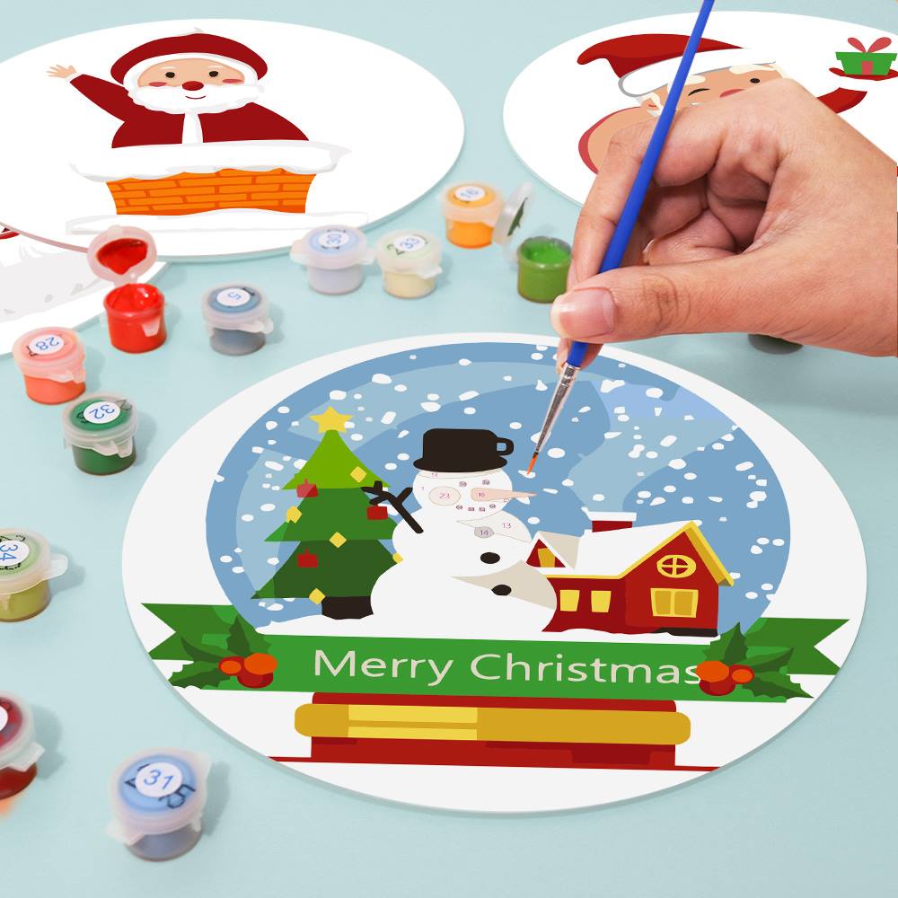 Jolly Santa and Snowman Globe paint by numbers placemat set – image 18