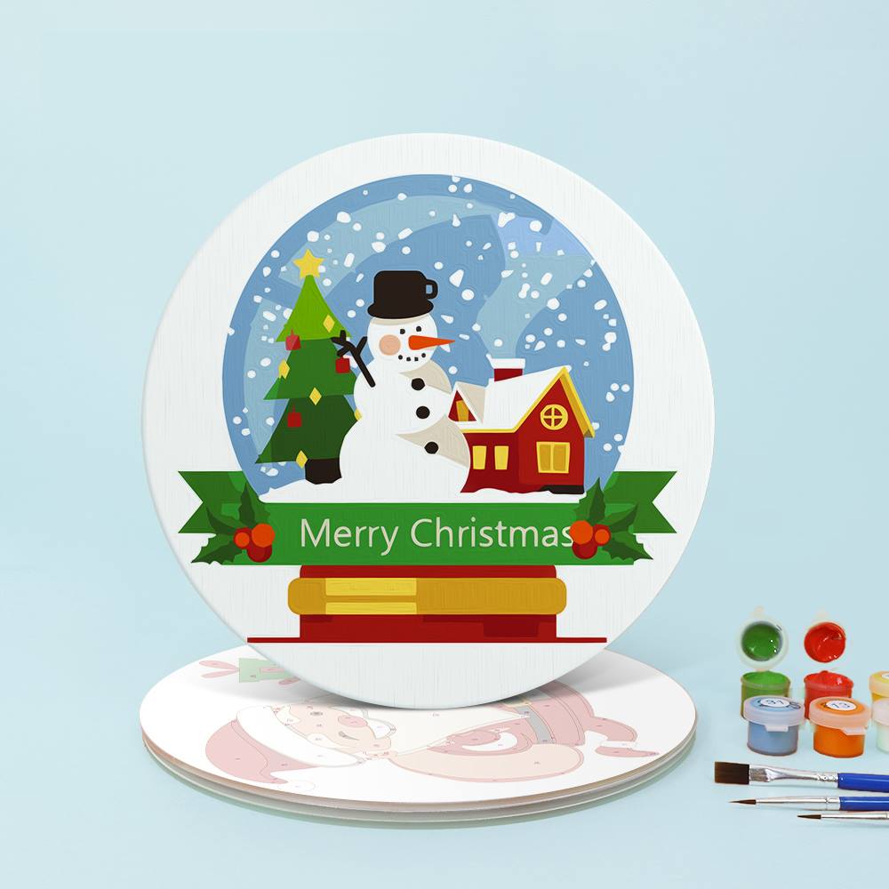 Jolly Santa and Snowman Globe paint by numbers placemat set – image 19