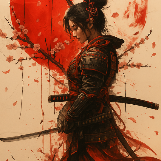 Samurai with Cherry Blossoms