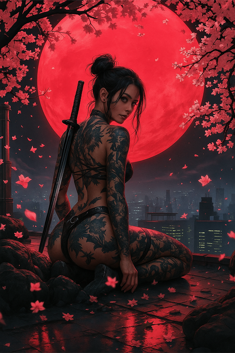 Scarlet Moon Ronin (Diamond Painting) Diamond Painting kit