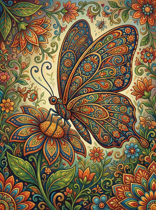 Paisley Butterfly Bloom (100 Color Diamond Painting) Diamond Painting kit