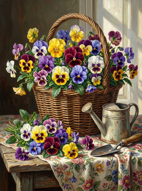 Pansy Basket Windowsill (Diamond Painting)