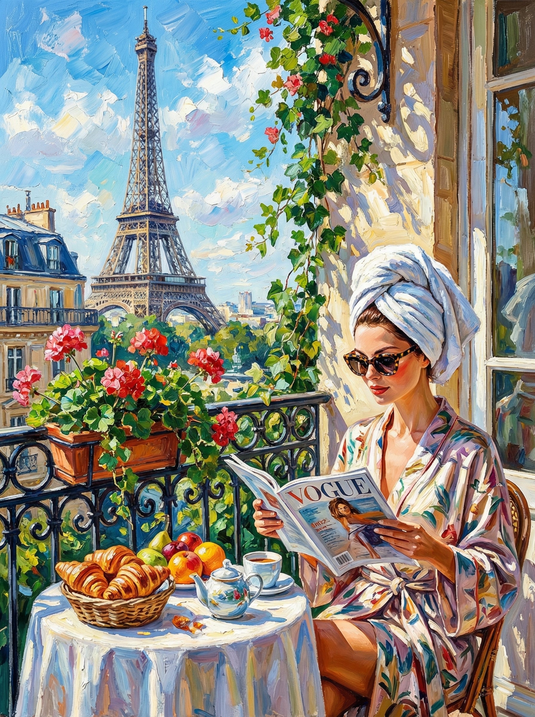 Paris Balcony Breakfast View (100 Color Diamond Painting) Diamond Painting kit