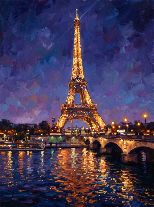 Paris Eiffel Sparkle Night (150 Color Diamond Painting)