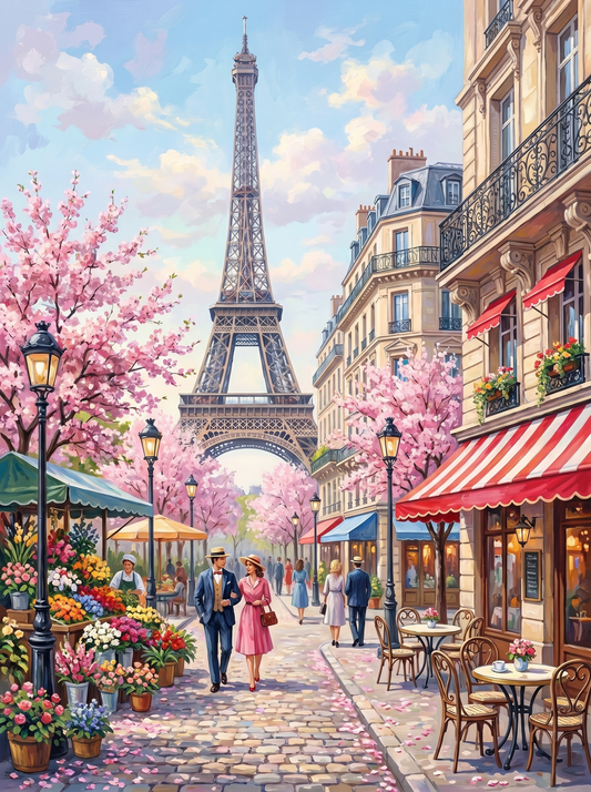 Paris Eiffel Spring (150 Color Diamond Painting)