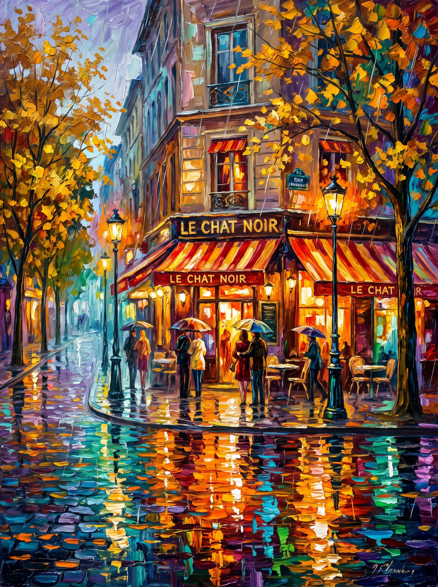 Paris Rainy Cafe Corner Autumn