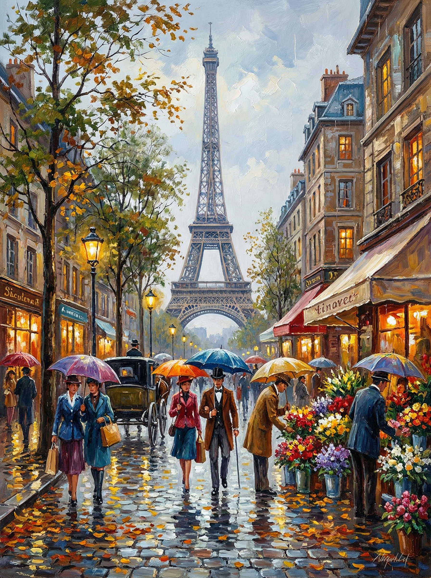 Paris Rainy Day Street (100 Color Diamond Painting)