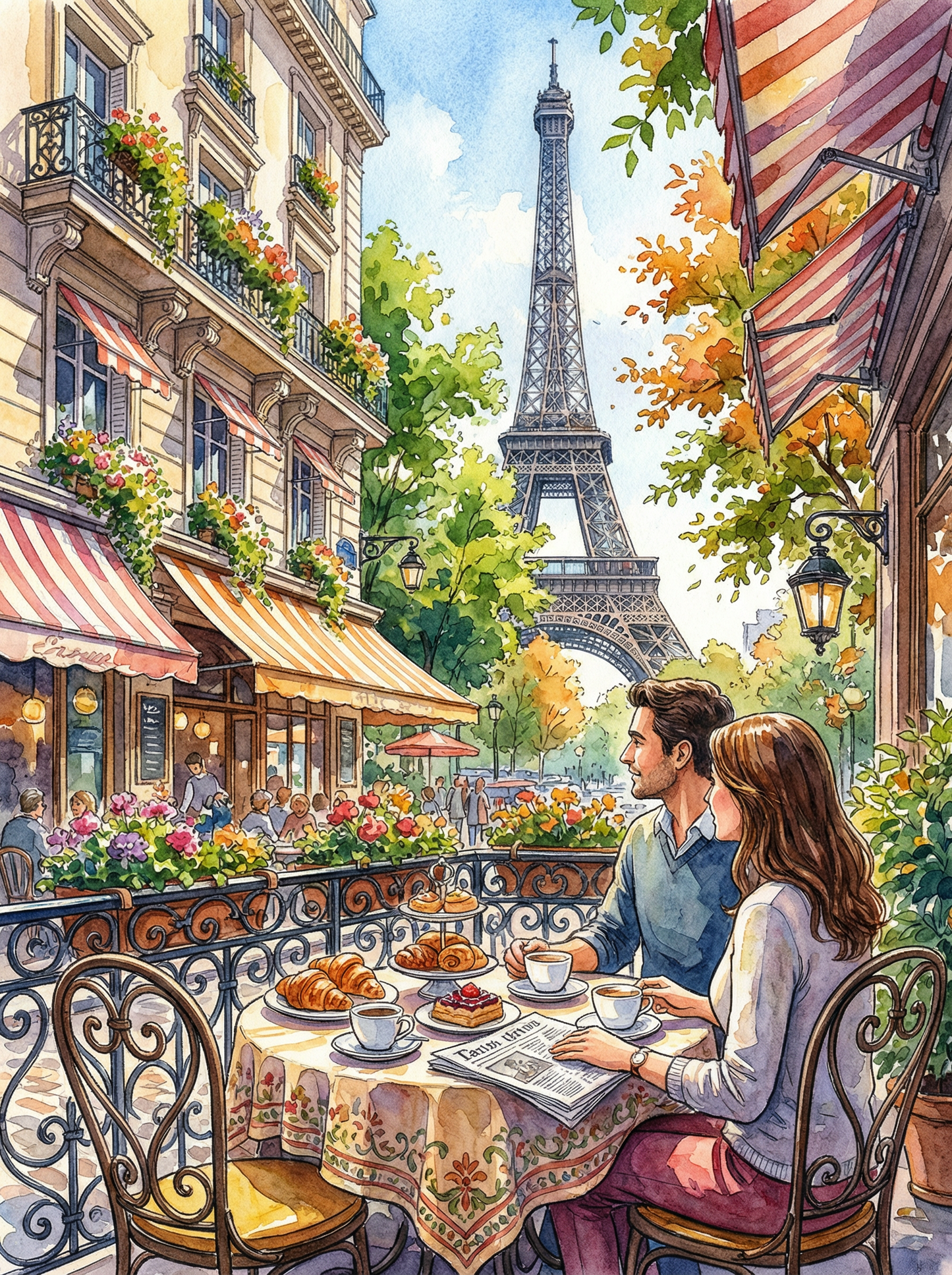Parisian Cafe Eiffel Tower (Diamond Painting) Diamond Painting kit