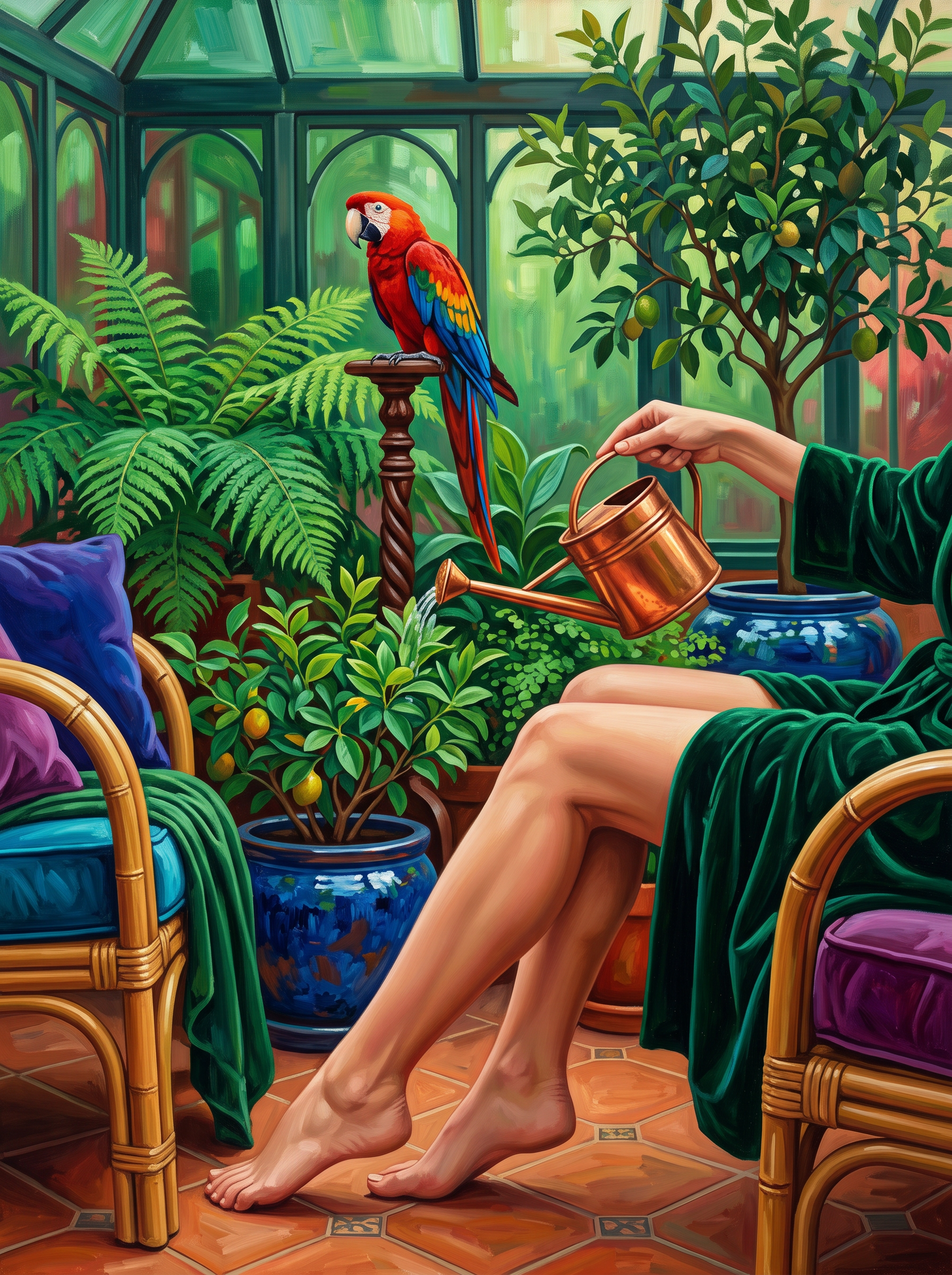 Parrot Among the Ferns