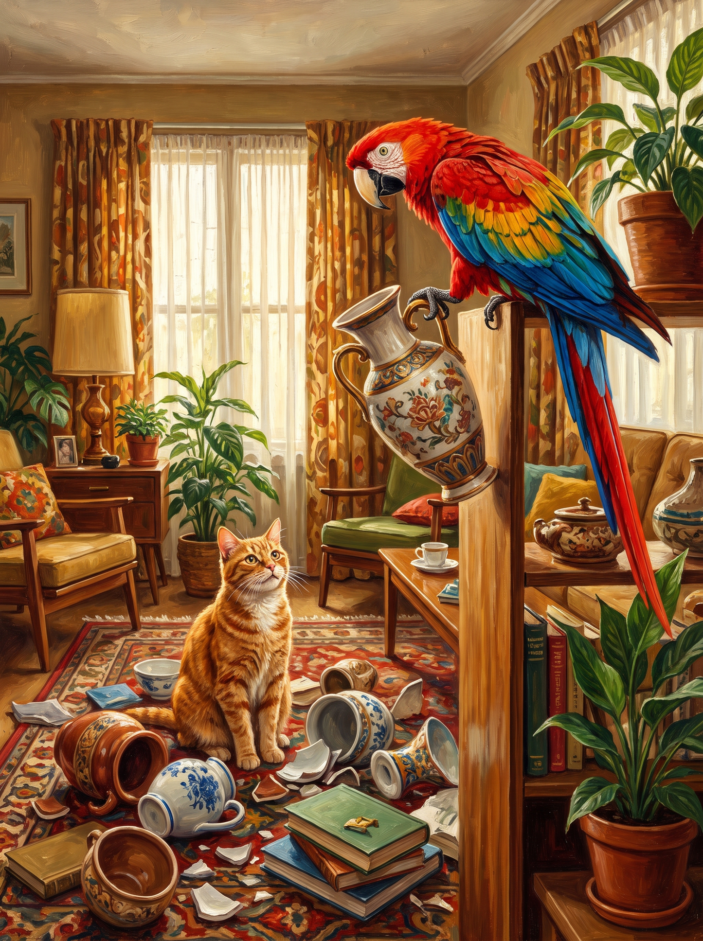 Parrot Clears the Shelf