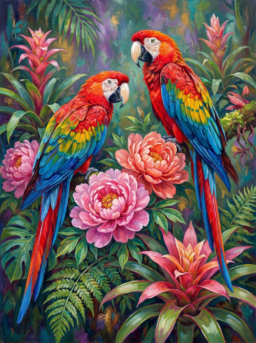 Parrots and Peonies (Diamond Painting)
