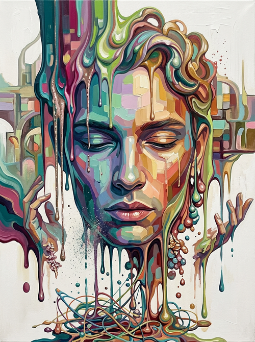 Pastel Dripping Face Portrait (100 Color Diamond Painting) Diamond Painting kit