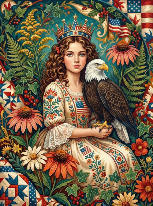 Patriotic Woman Eagle (100 Color Diamond Painting) Diamond Painting kit