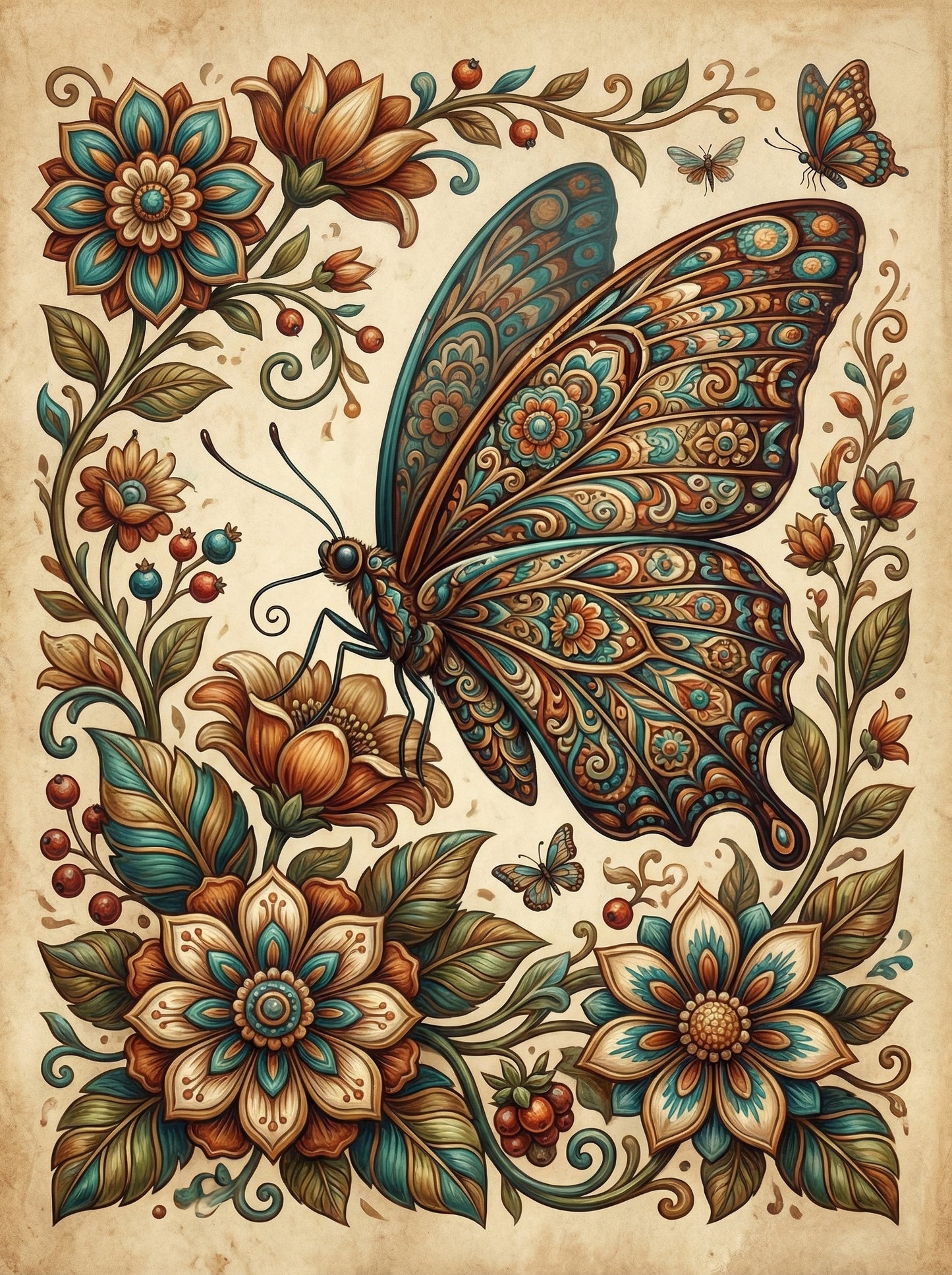 Patterned Butterfly Florals (100 Color Diamond Painting) Diamond Painting kit