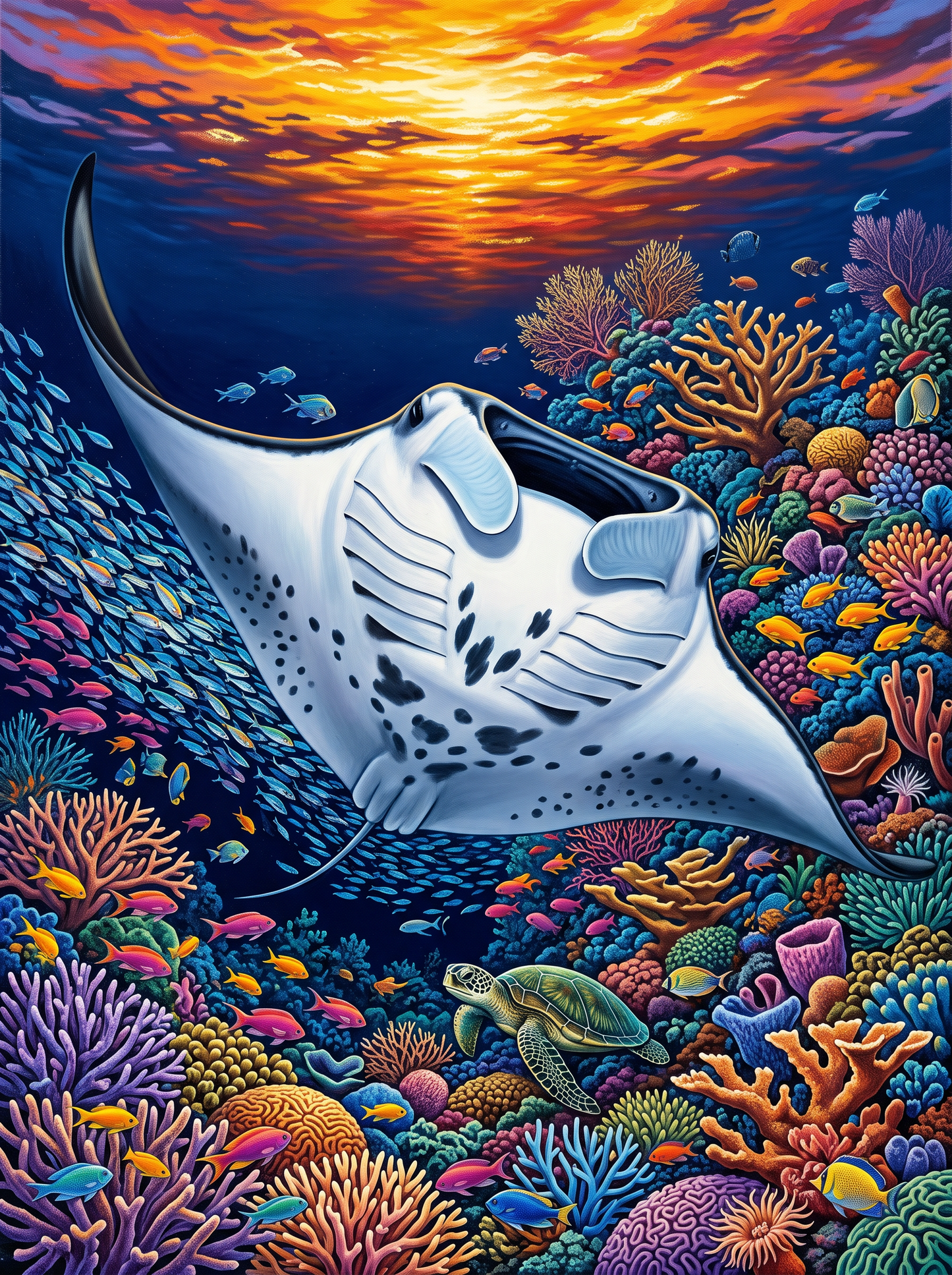 Manta Ray Glides Through Traffic
