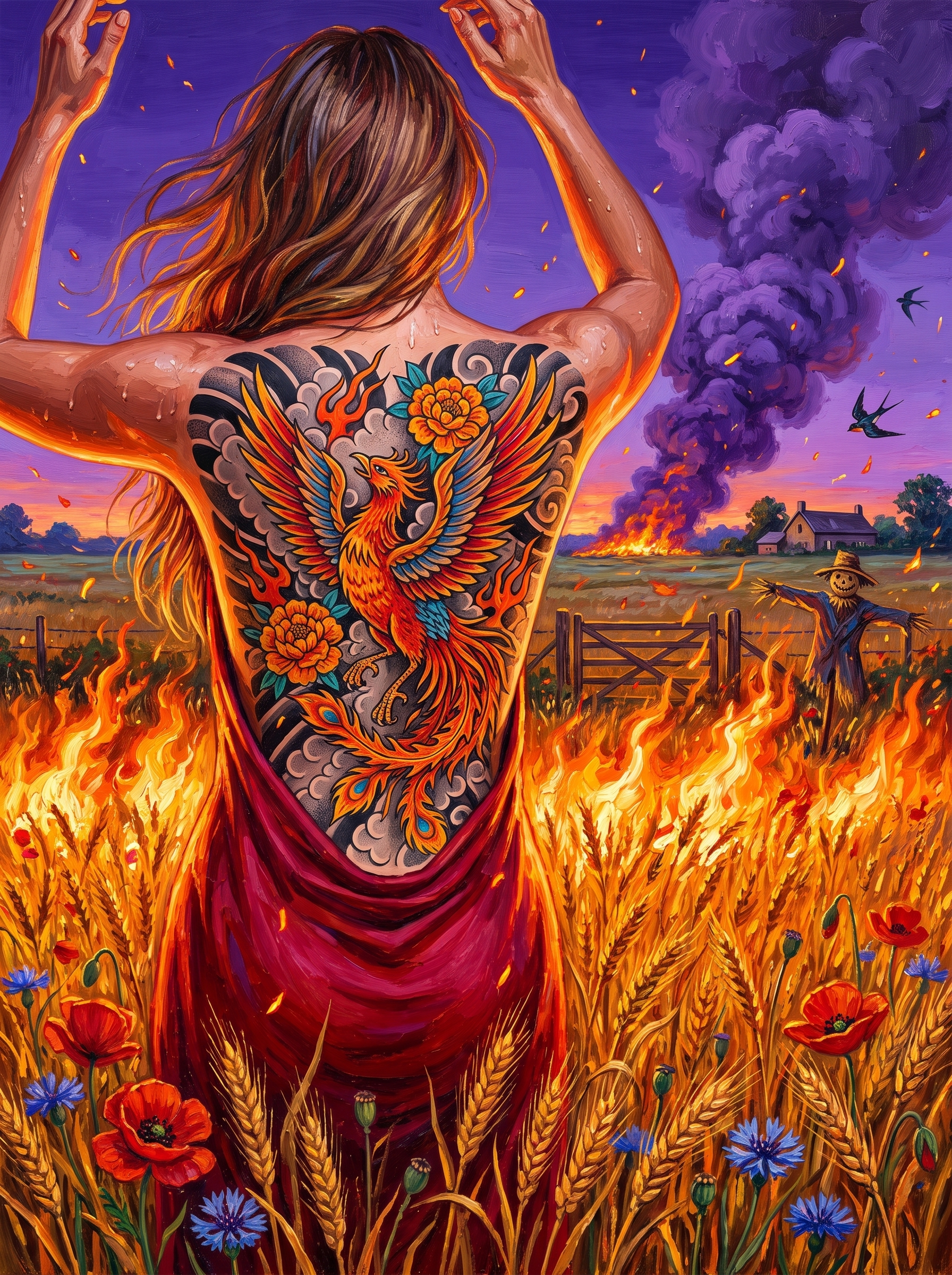 Phoenix Over Burning Wheat