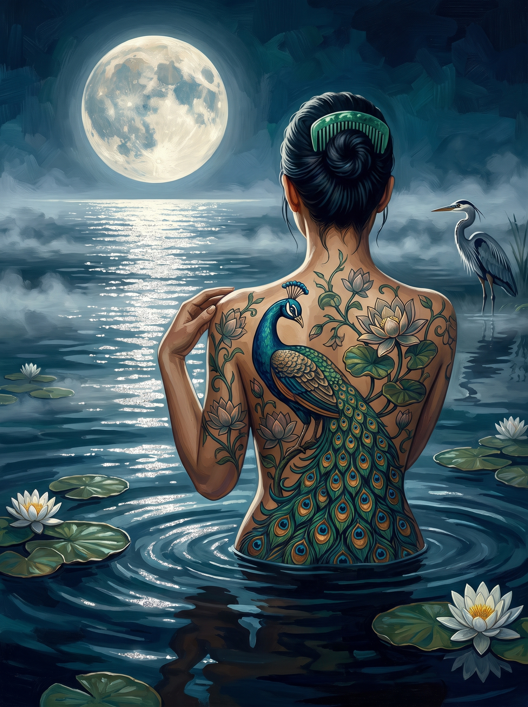 Peacock Under The Moon