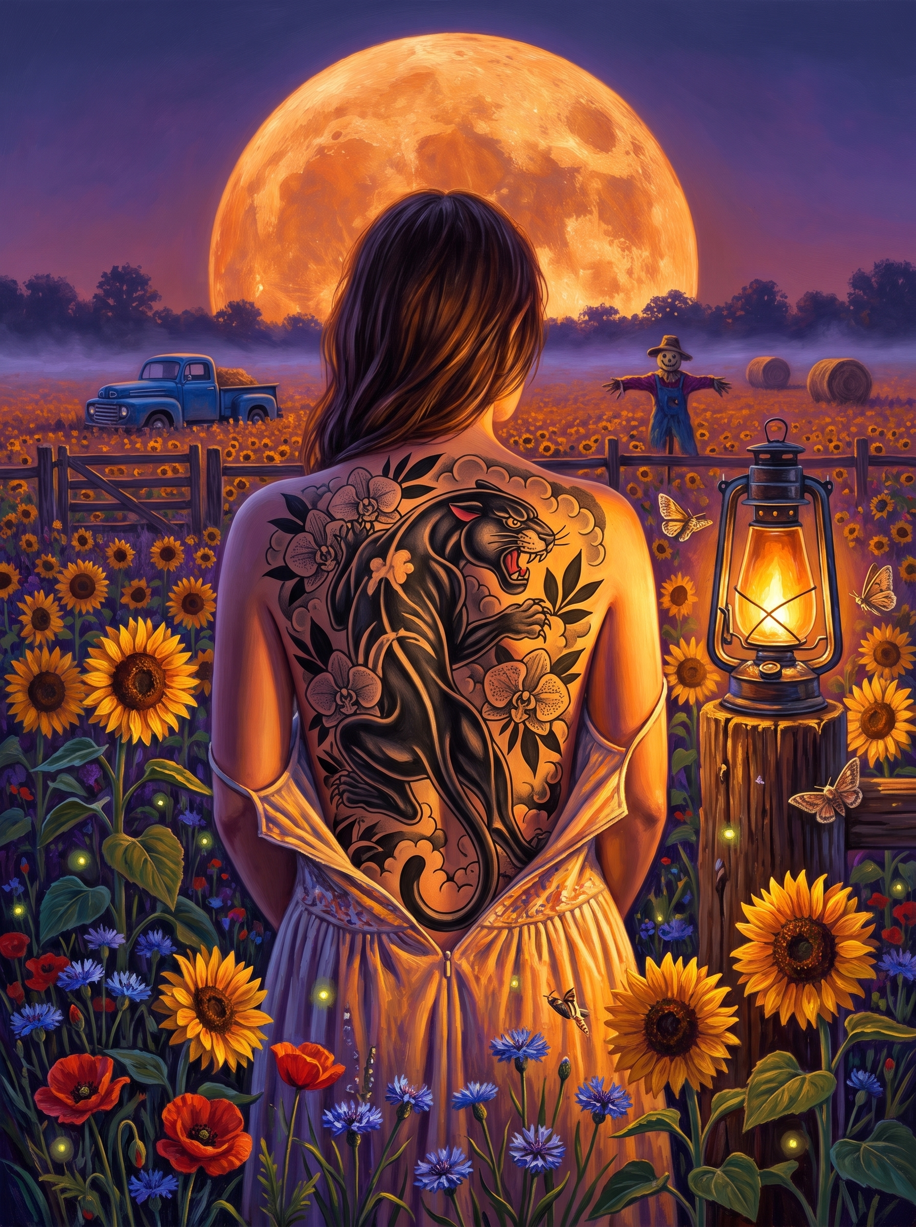 Panther In The Sunflowers