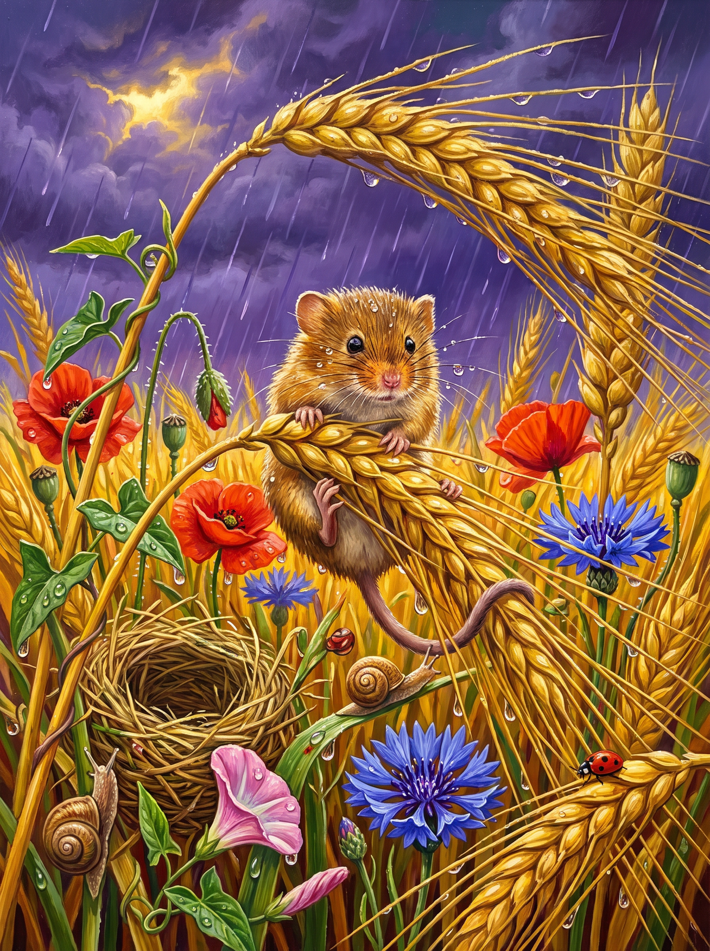 Harvest Mouse Hangs On Tight
