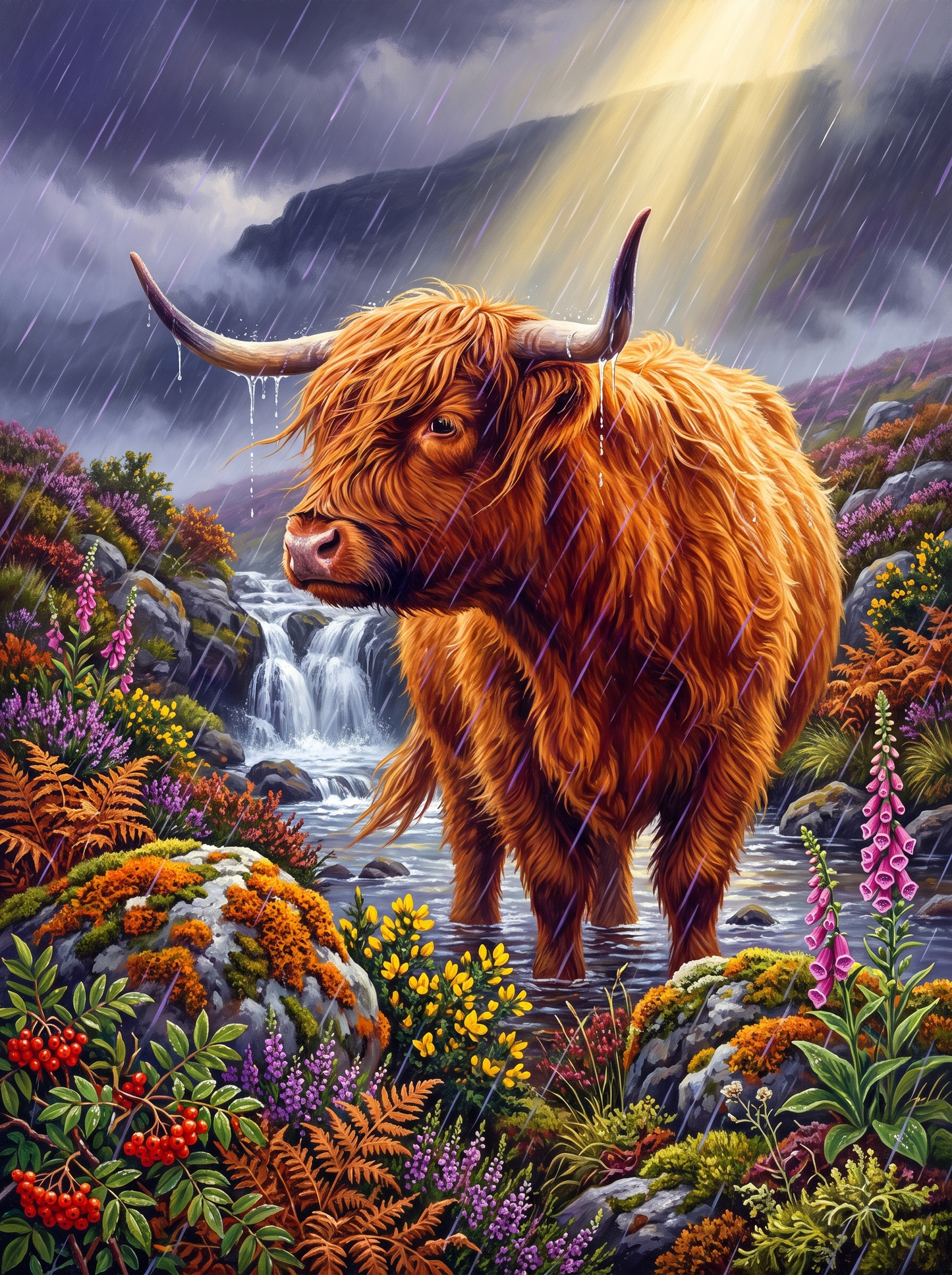 Highland Cow In Scottish Rain