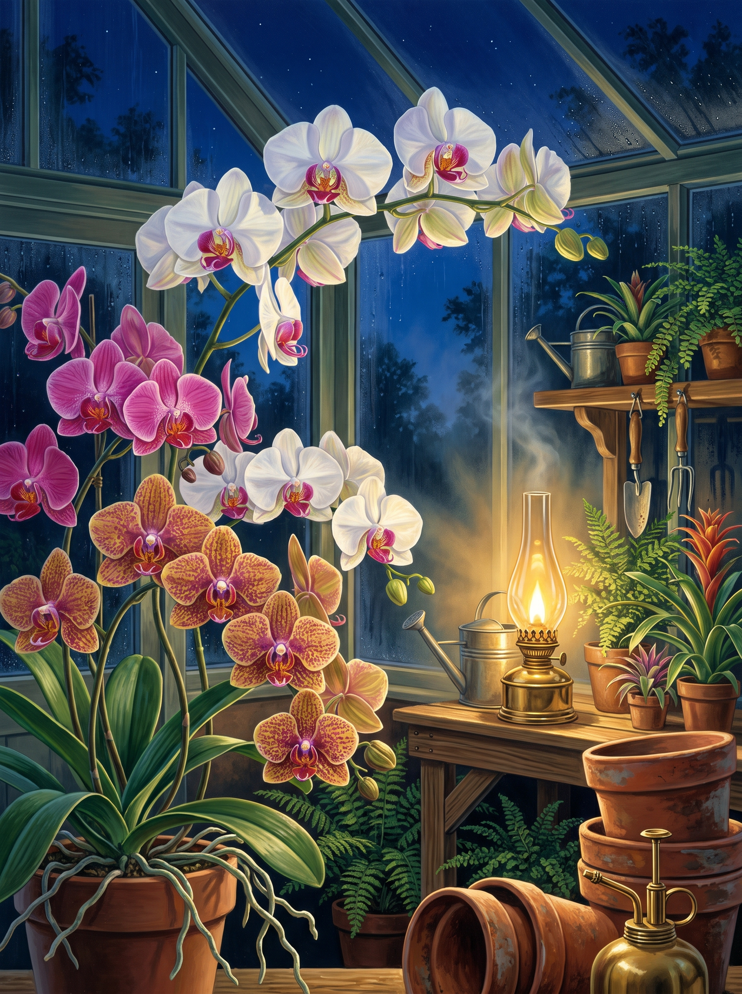 Orchids Under Old Glass
